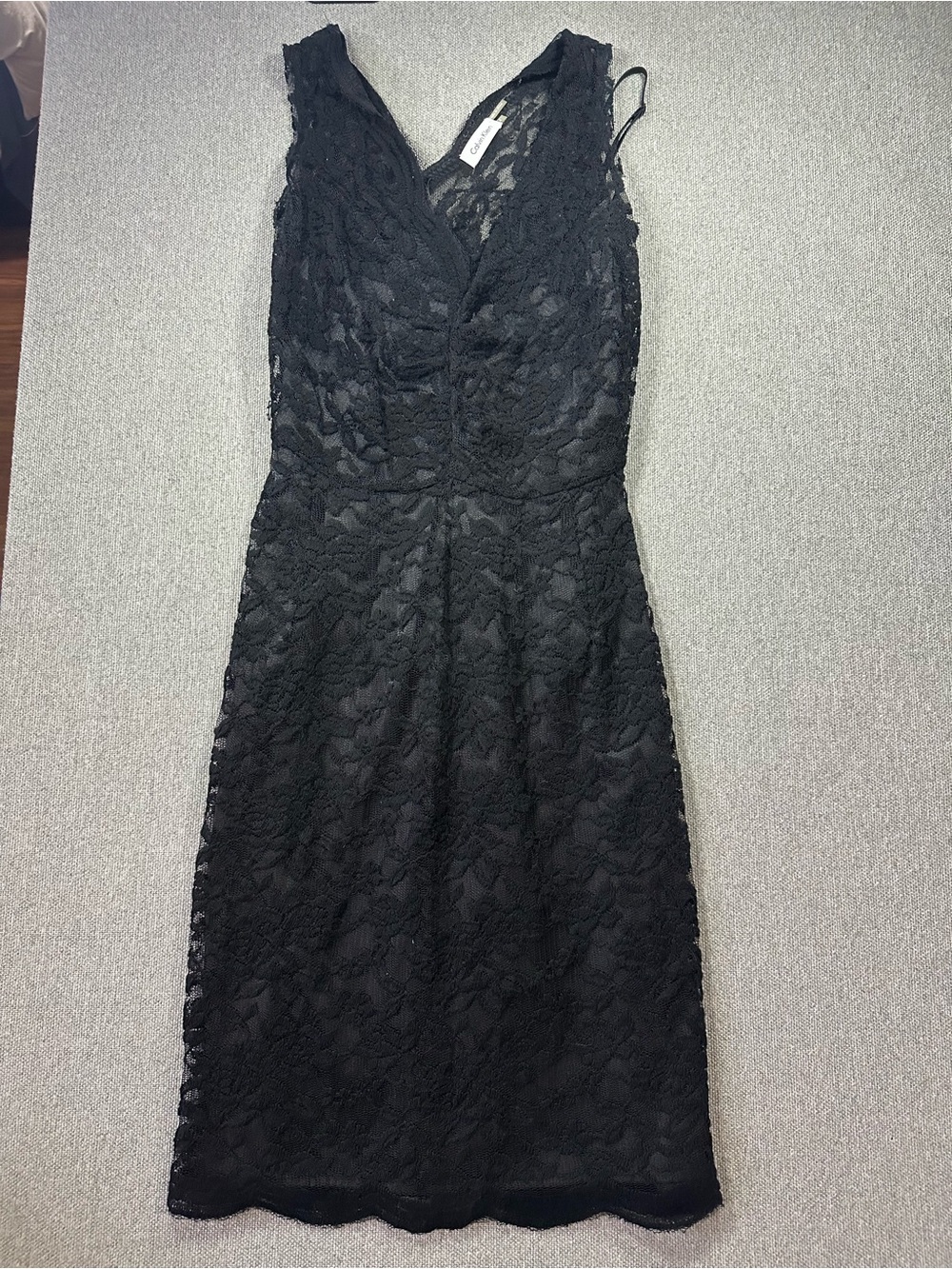 Calvin Klein Black Lace V-Neck Sheath Dress